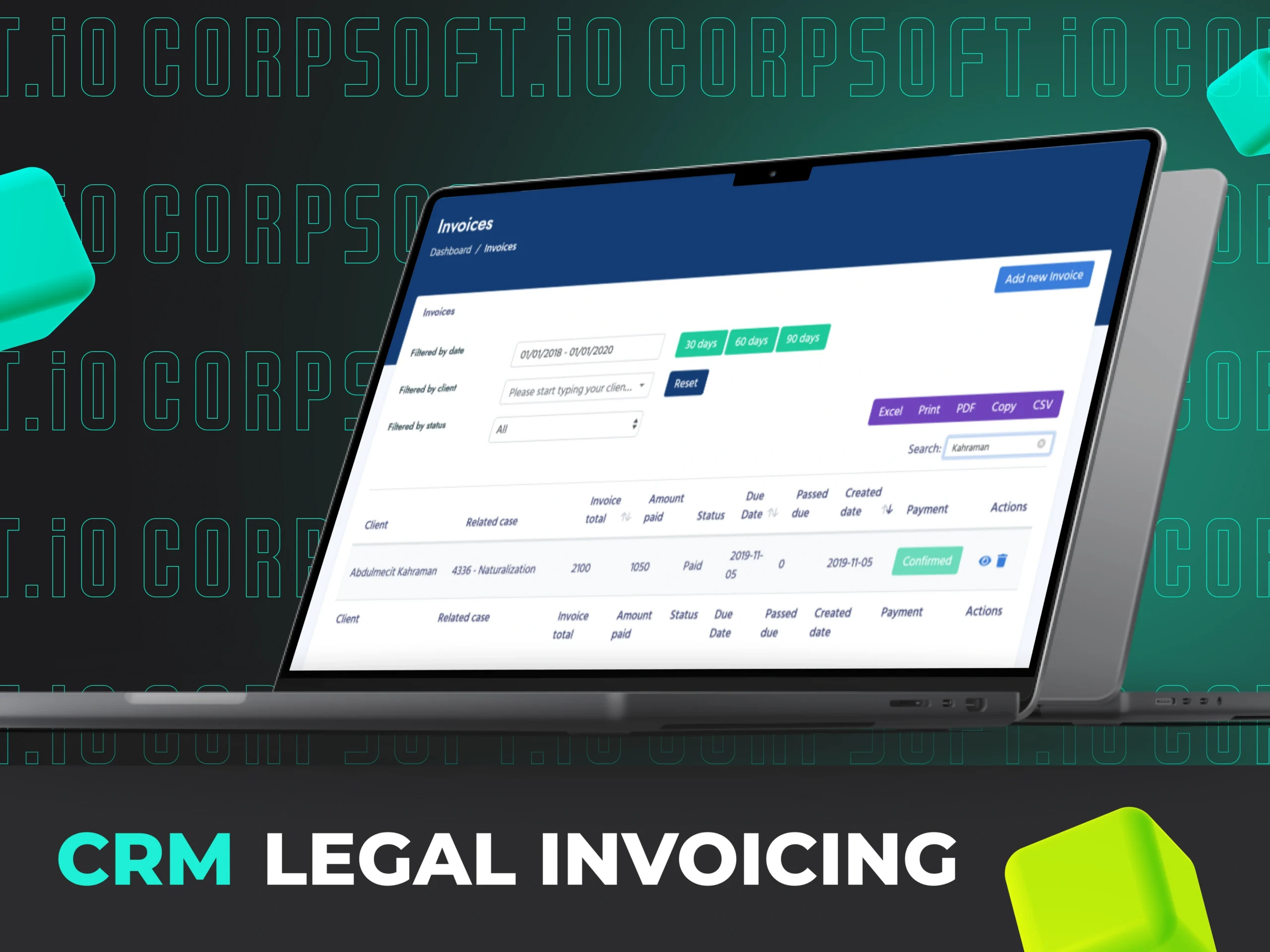 Custom CRM development with automated invoicing for a legal sector